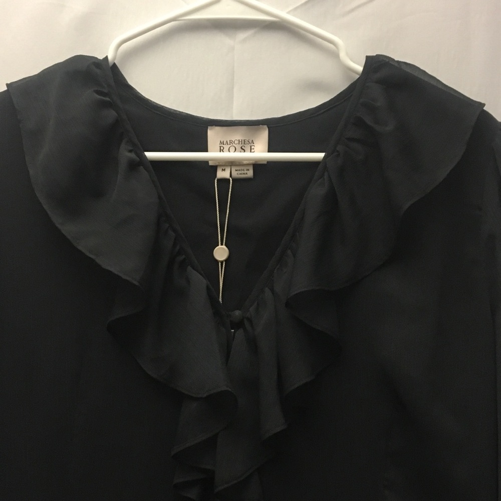 Marchesa Rose Ruffle-front black dress - Picture 3 of 8